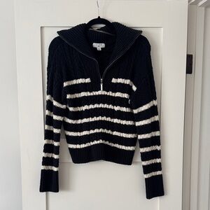 La Ligne x Target Black and Cream Striped 1/4-Zip Sweater